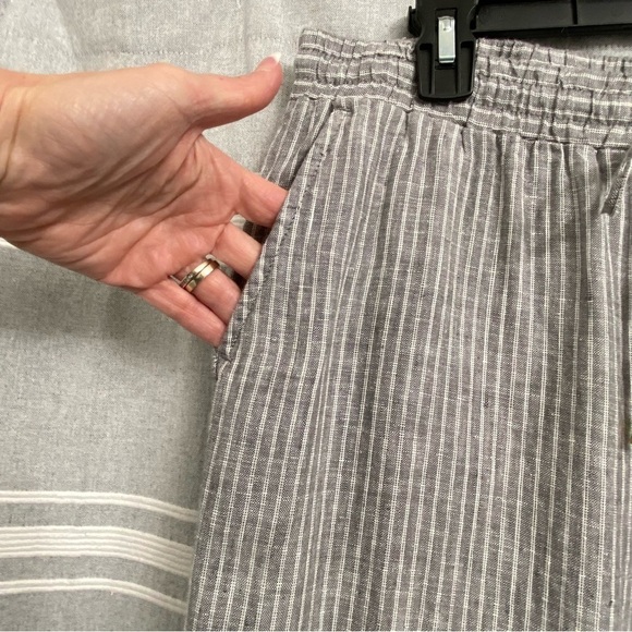 ELLEN TRACY / Striped Linen Pants Size S - Picture 8 of 12